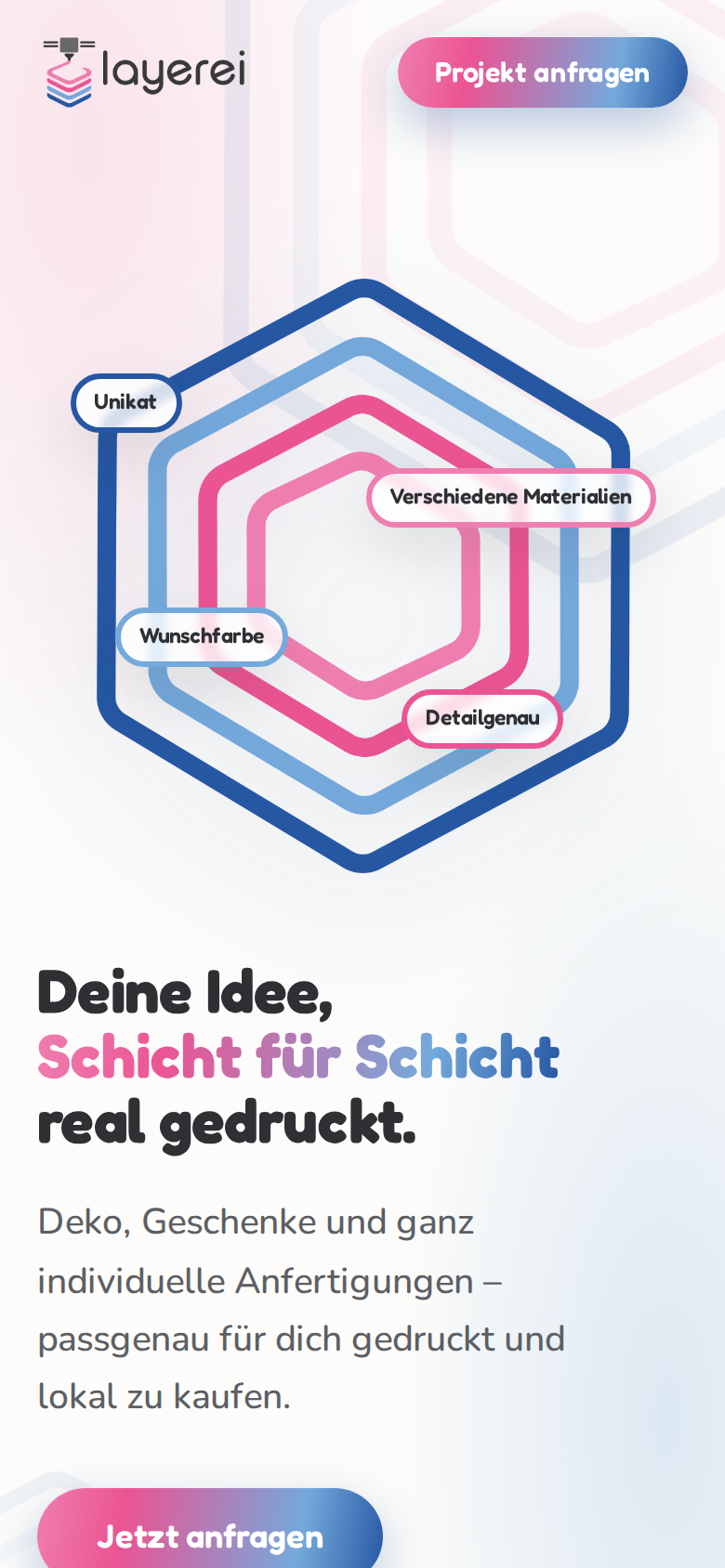 Mobile Ansicht der Layerei Website