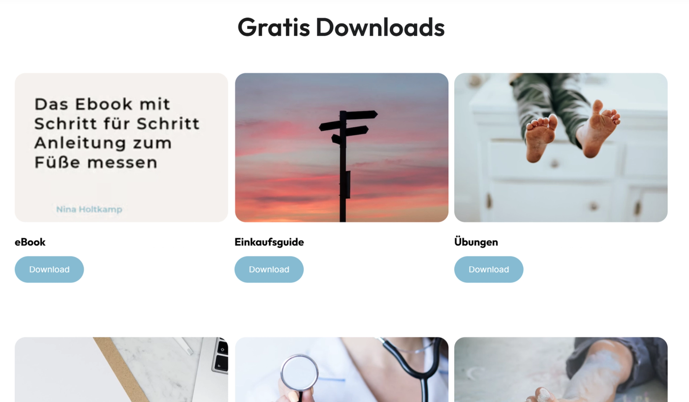 Gratis Downloads auf der neuen Website