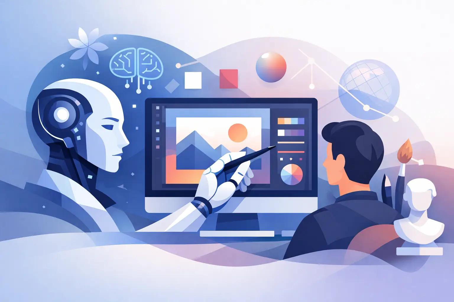 Illustration für den Artikel "KI im Grafikdesign Einsatz: Was bringt sie?"