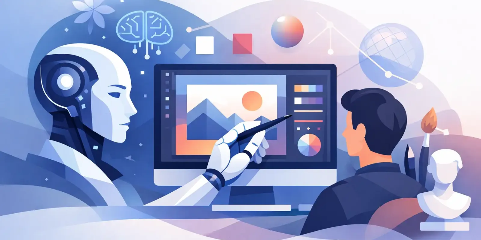Illustration für den Artikel "KI im Grafikdesign Einsatz: Was bringt sie?"