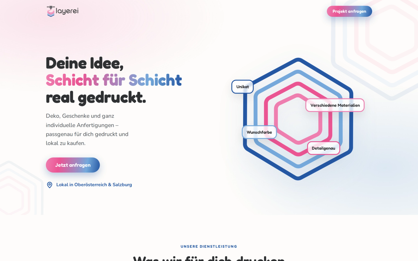 Hero-Bereich der Layerei Website