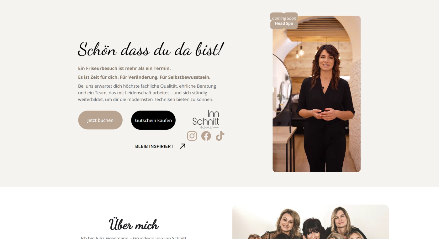 Hero-Bereich der Website