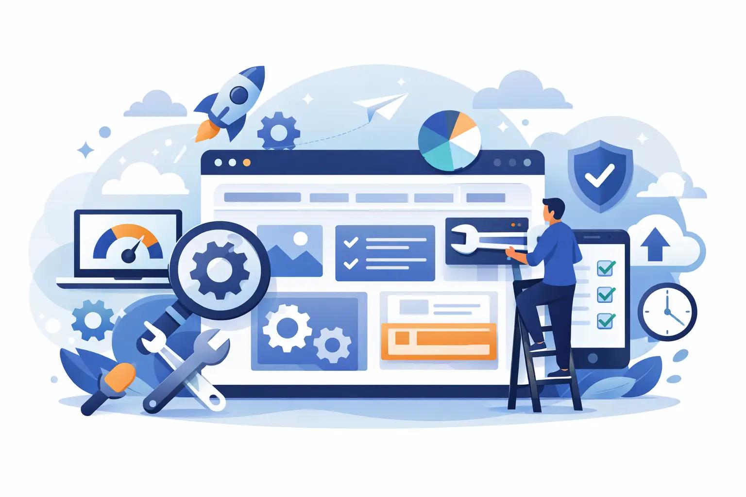 Illustration für den Artikel "10 beste Tools für Websitepflege im Check"