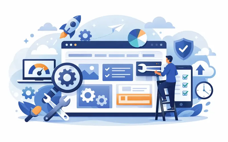 Illustration für den Artikel "10 beste Tools für Websitepflege im Check"