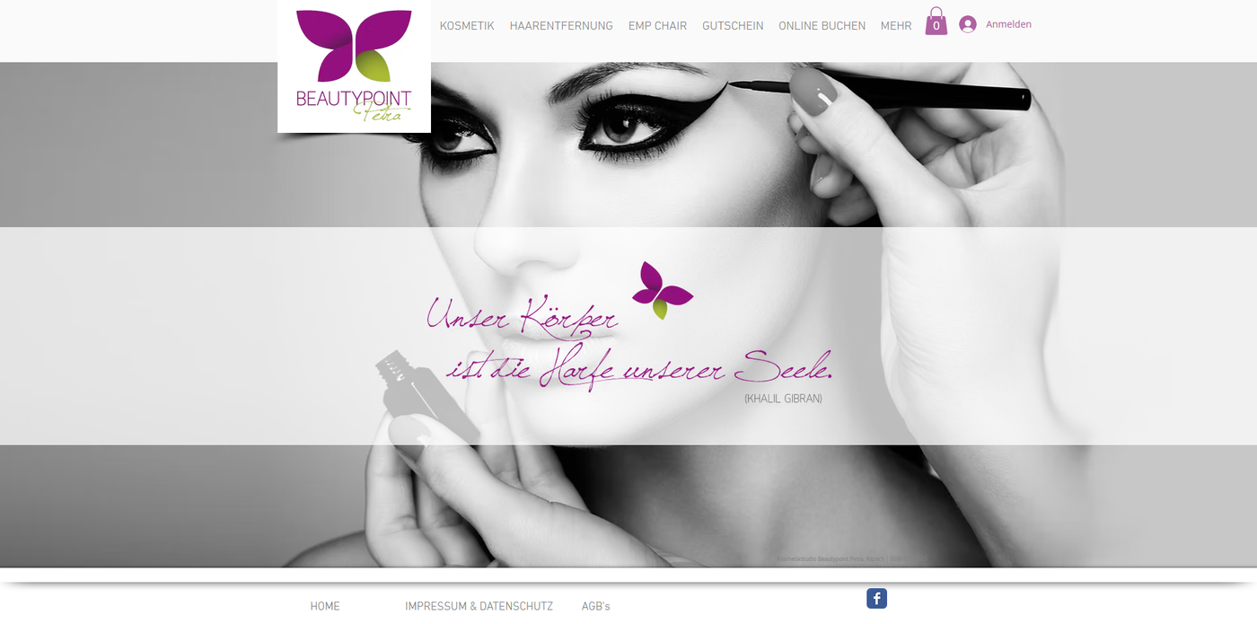 Alte Startseite von Beautypoint Petra