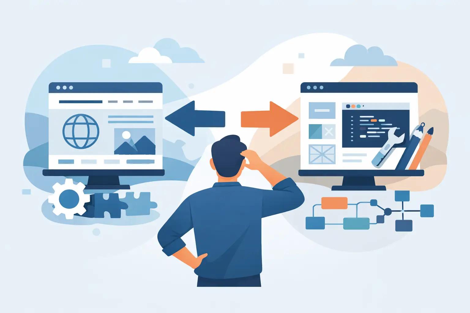 Illustration für den Artikel "WordPress oder individuell - was passt?"