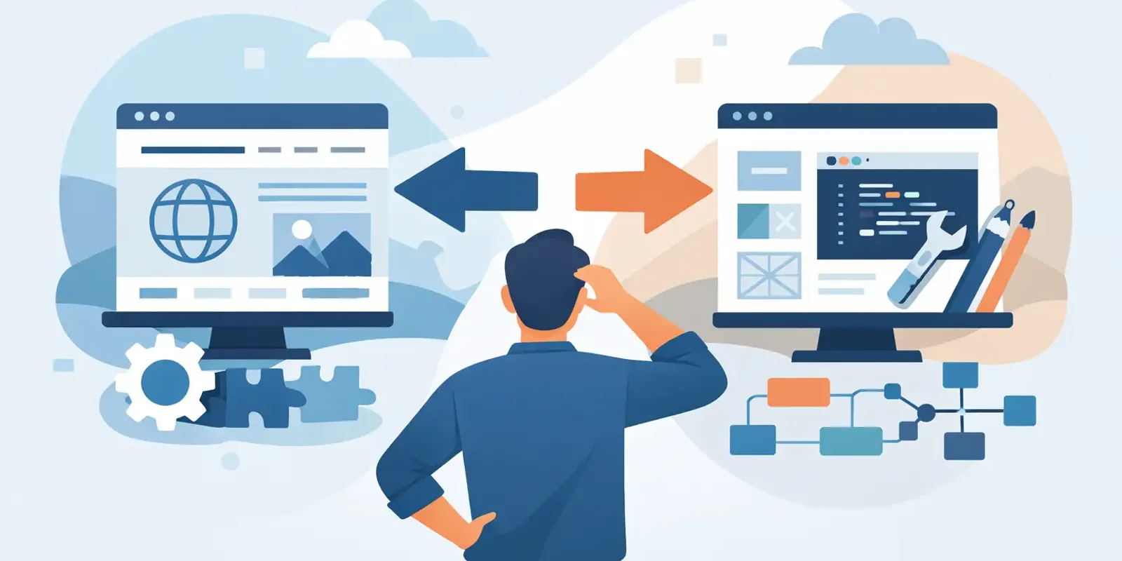 Illustration für den Artikel "WordPress oder individuell - was passt?"
