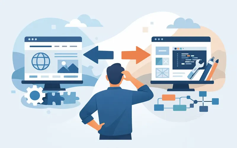 Illustration für den Artikel "WordPress oder individuell - was passt?"