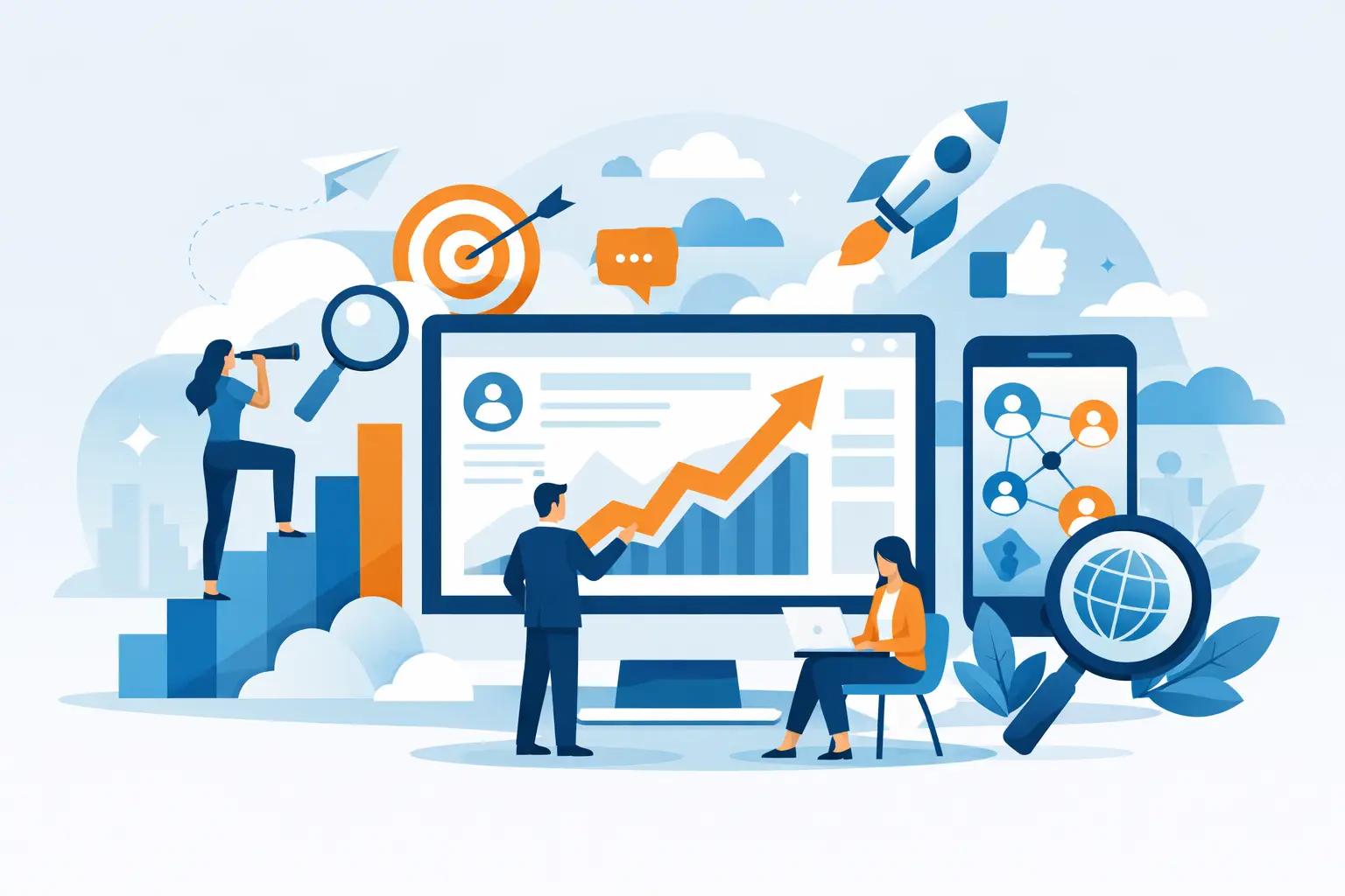 Illustration für den Artikel "Online Sichtbarkeit für Unternehmen erhöhen"