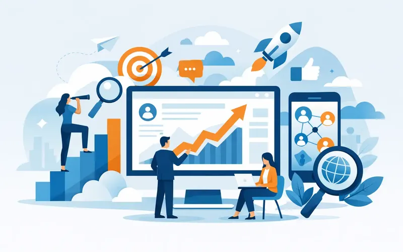 Illustration für den Artikel "Online Sichtbarkeit für Unternehmen erhöhen"