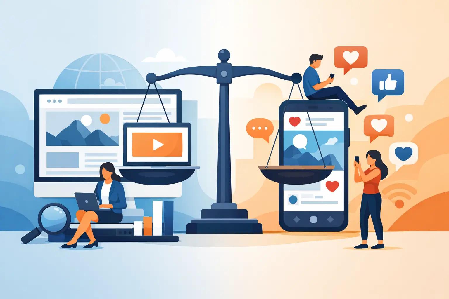 Illustration für den Artikel "Website oder Social Media - was zahlt sich aus?"