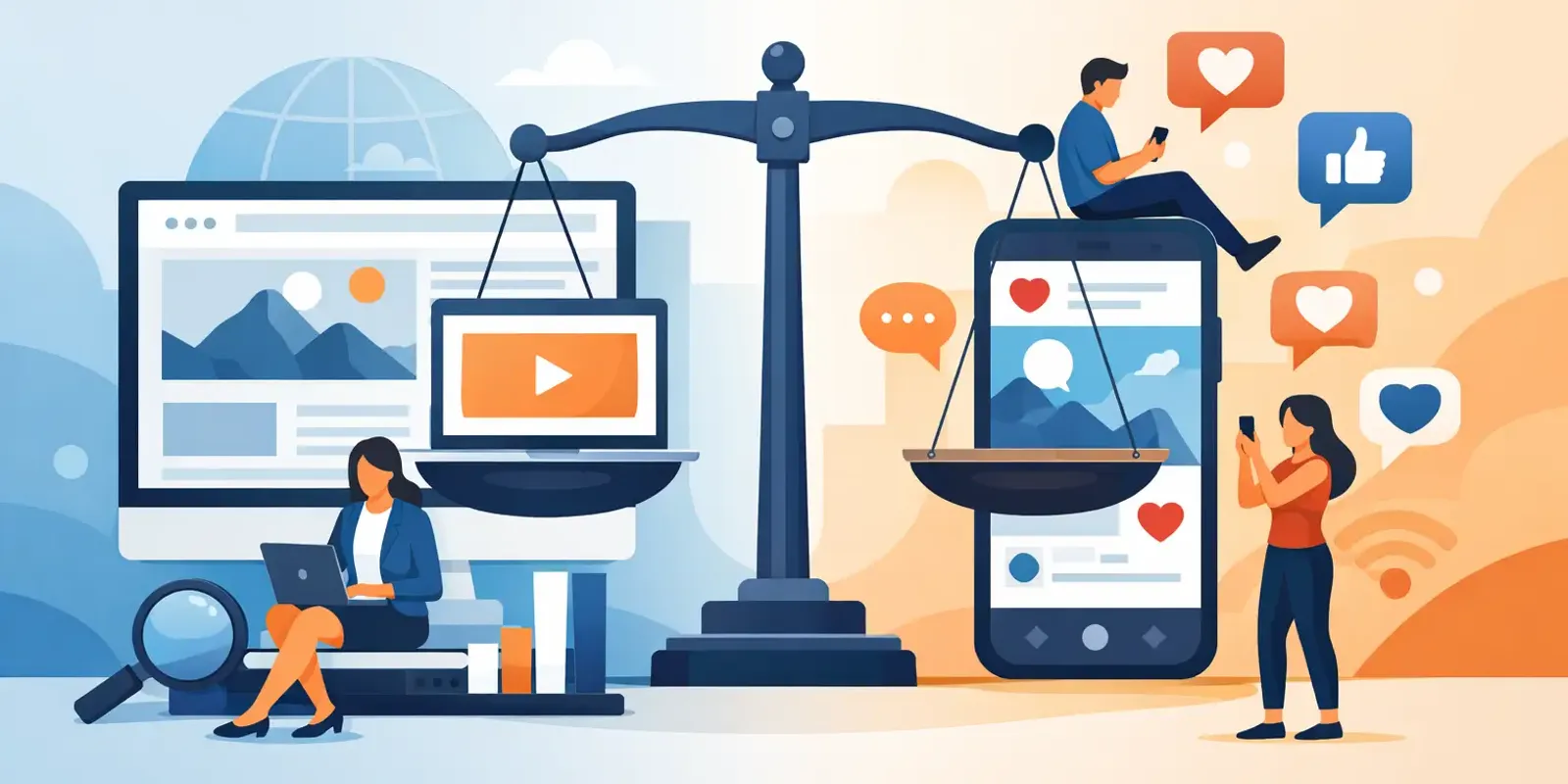 Illustration für den Artikel "Website oder Social Media - was zahlt sich aus?"