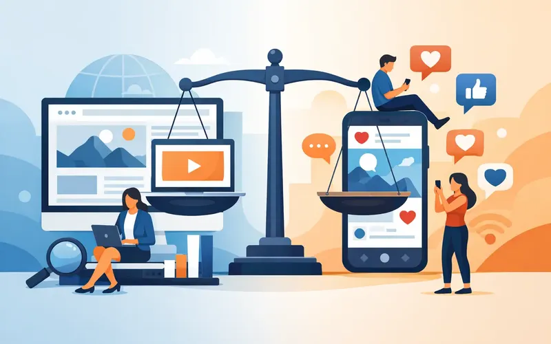 Illustration für den Artikel "Website oder Social Media - was zahlt sich aus?"