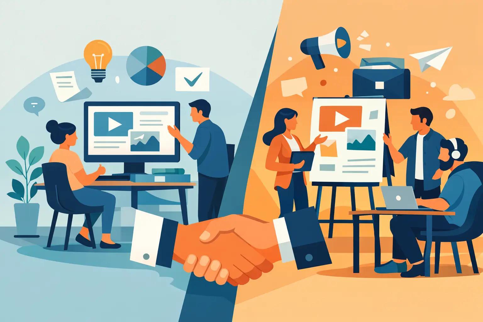 Illustration für den Artikel "Inhouse Content oder Agentur - was passt?"