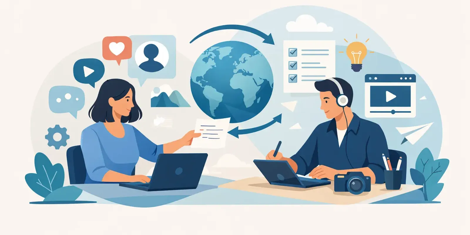Illustration für den Artikel "Social Media Content outsourcen - Vorteile"
