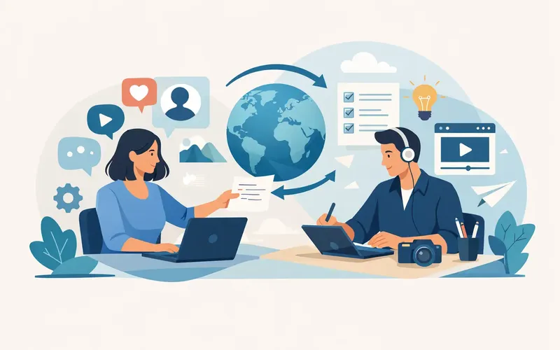 Illustration für den Artikel "Social Media Content outsourcen - Vorteile"