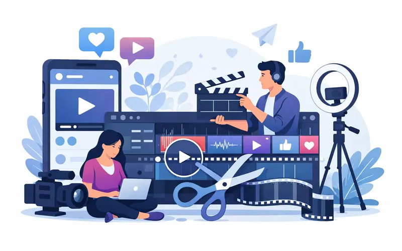 Illustration für den Artikel "Social Media Videos schneiden lassen?"