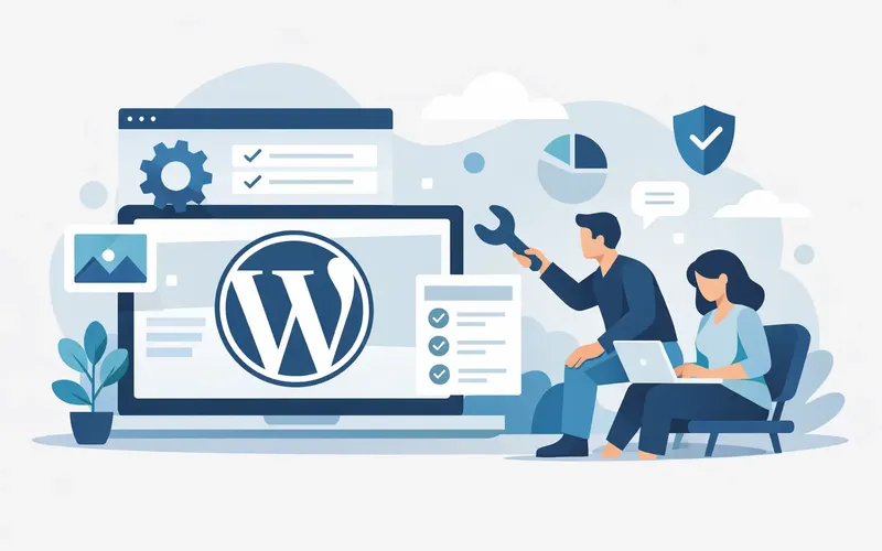 Illustration für Artikel "WordPress Betreuung Erfahrungen aus der Praxis"