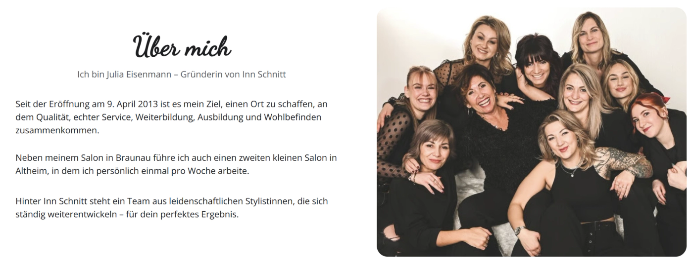 Die Über mich Sektion