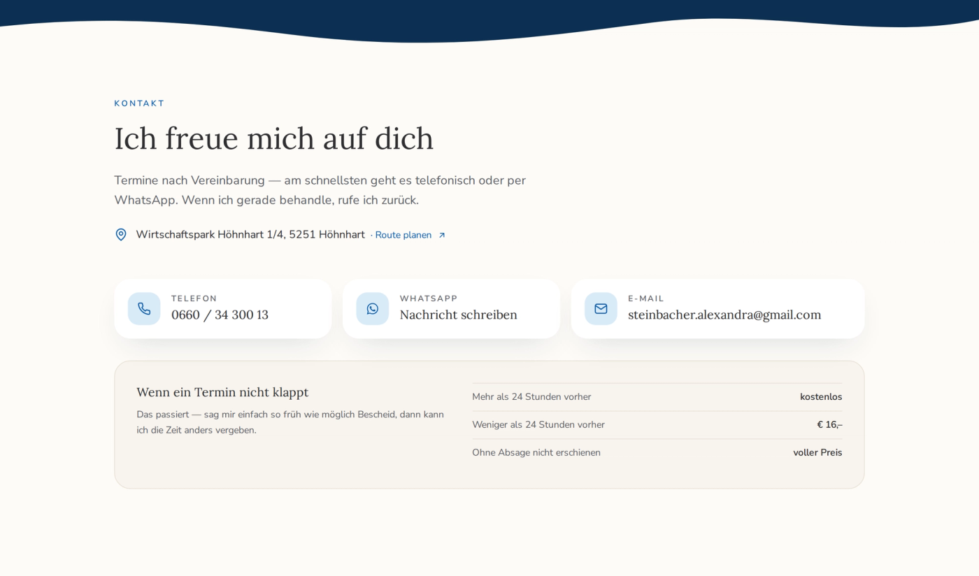 Kontaktbereich mit drei Kontaktwegen und Stornoregel