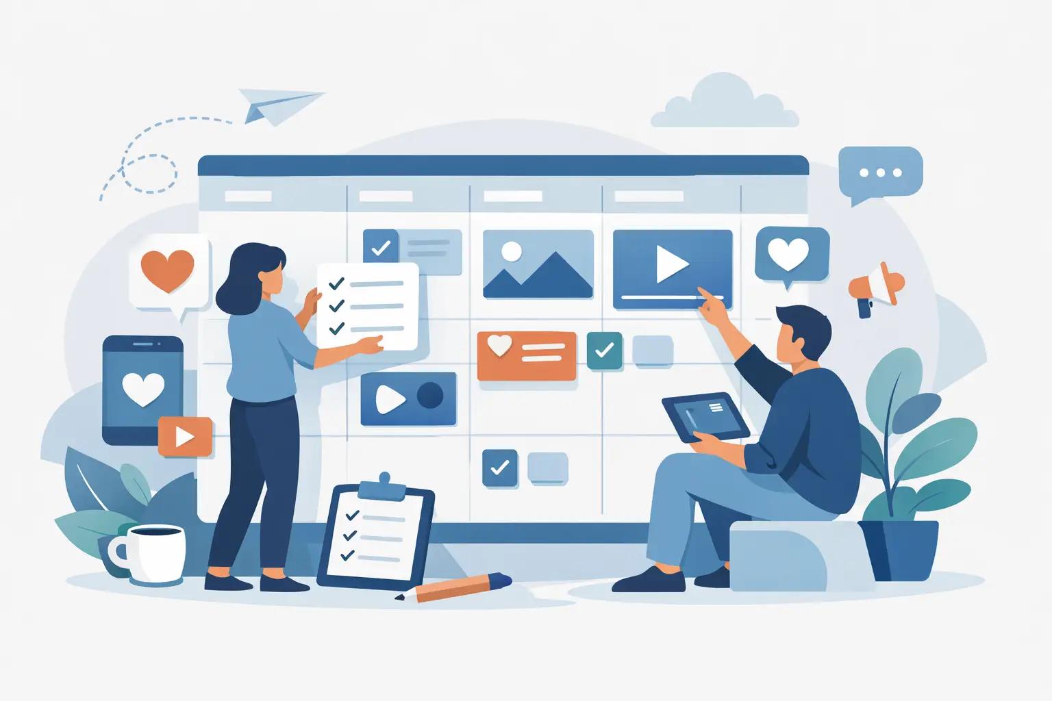 Illustration für den Artikel "Social Media Content planen ohne Chaos"