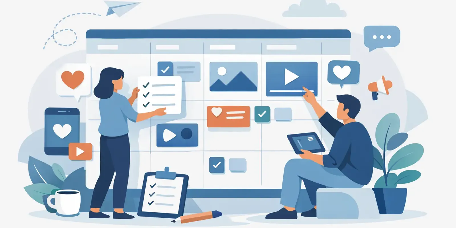 Illustration für den Artikel "Social Media Content planen ohne Chaos"