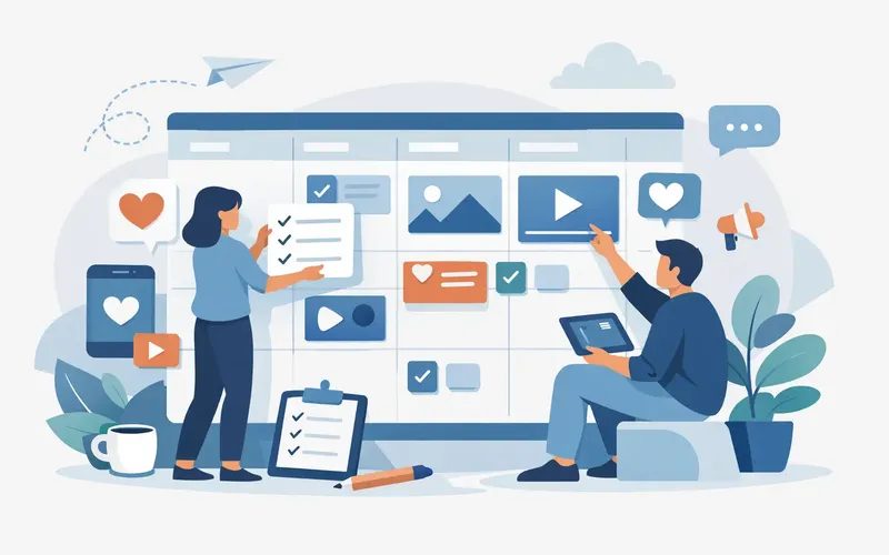 Illustration für den Artikel "Social Media Content planen ohne Chaos"
