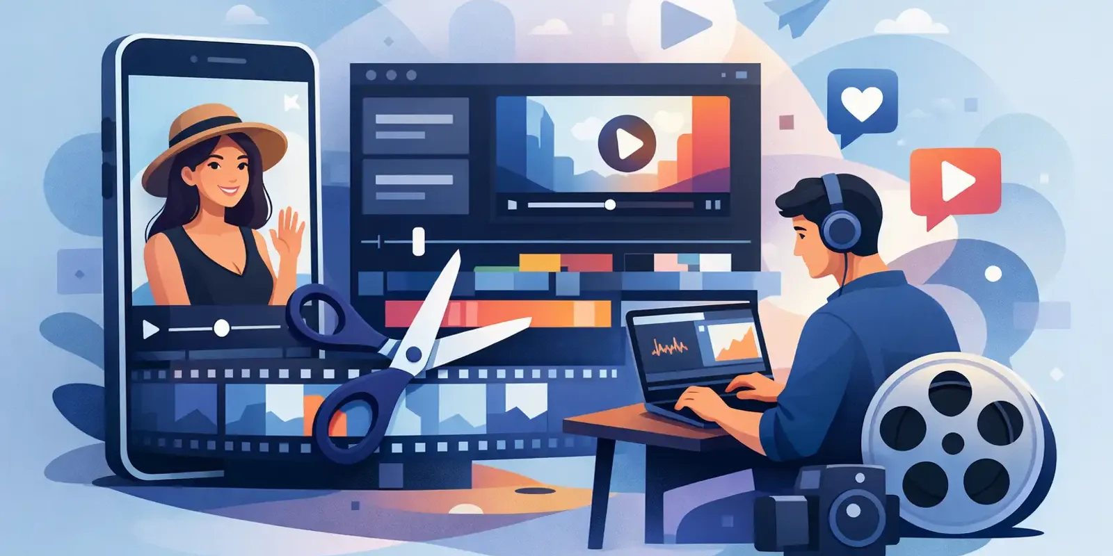 Illustration für den Artikel "Videoschnitt für Reels, der wirklich wirkt"
