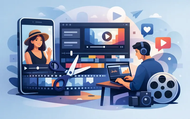Illustration für den Artikel "Videoschnitt für Reels, der wirklich wirkt"