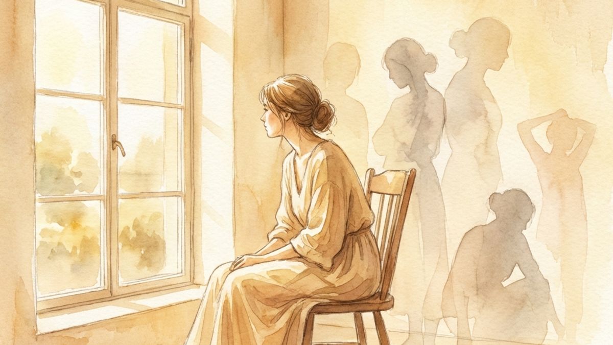 Женщина смотрит в окно, размышляя о паттернах отношений