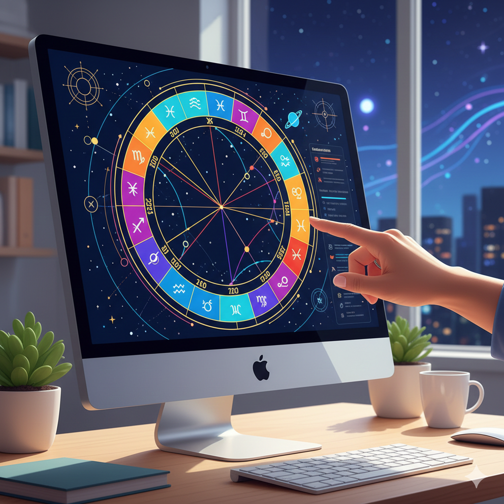 Натальная карта онлайн на экране компьютера - начало путешествия в самопознание