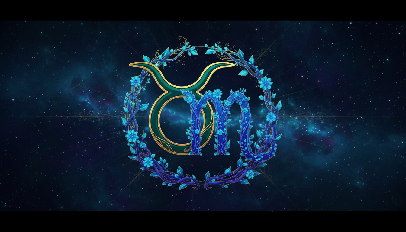 Taurus Virgo compatibility as two grounded green and gold constellations building a stable cosmic path
