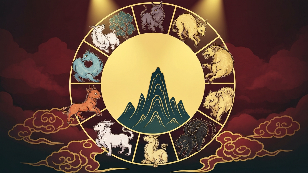Китайская астрология - 12 животных зодиакального круга в восточном стиле
