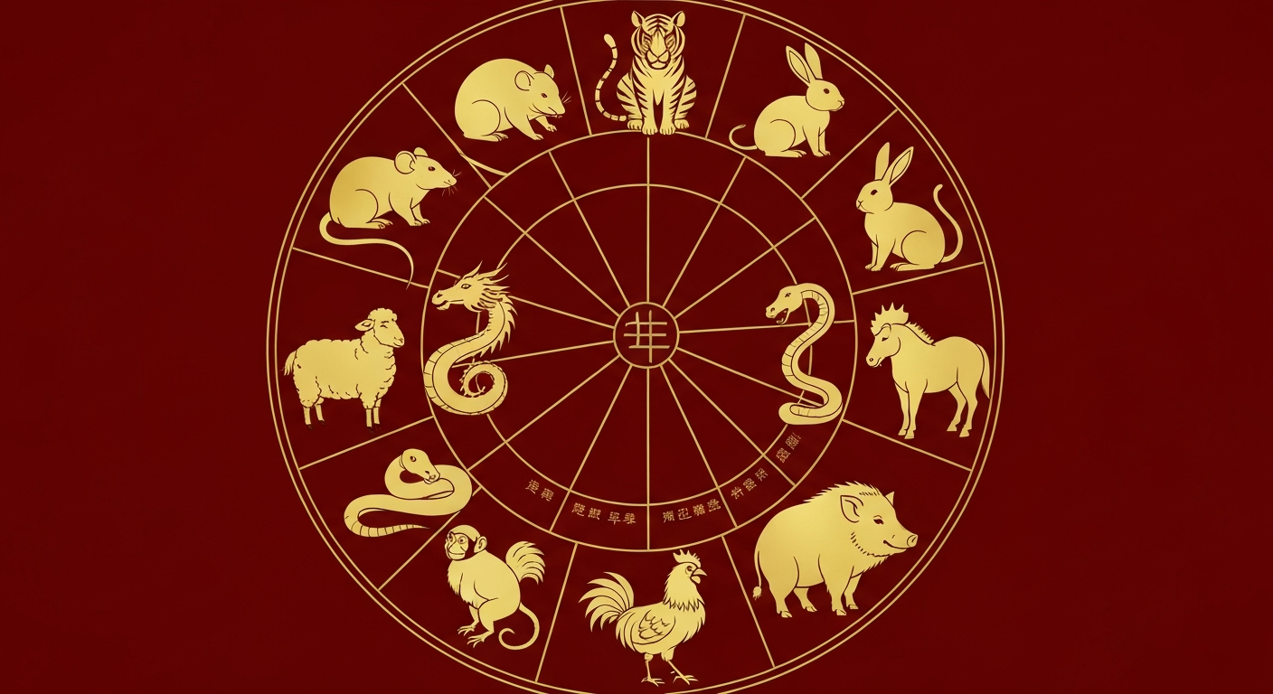 Гороскоп год рождения совместимость - 12 животных восточного зодиака в золотом круге