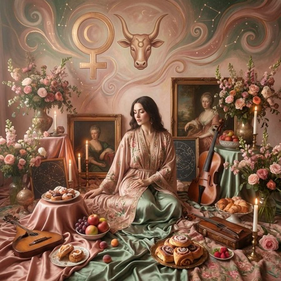 Venus influence on Taurus represented through appreciation for beauty, comfort, sensual pleasures, and artistic expression