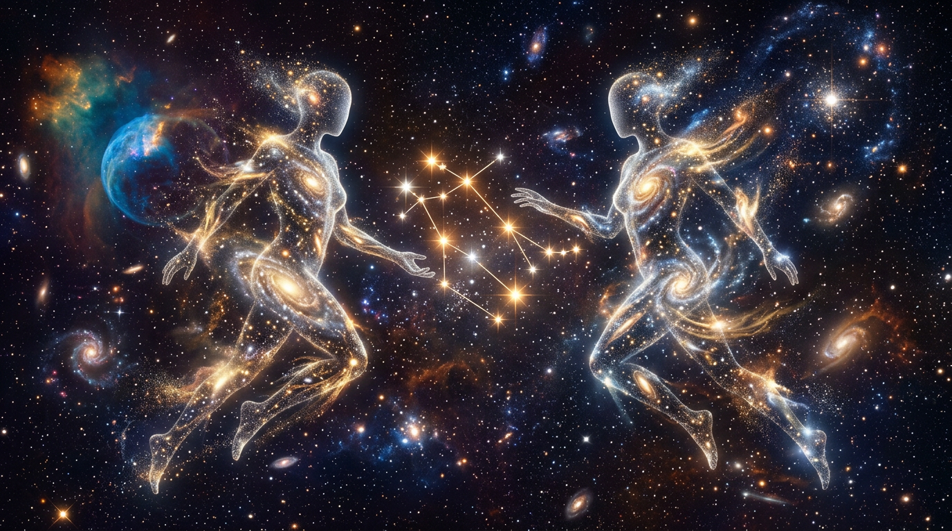 Gemini man personality — twin constellation energy representing duality and brilliance