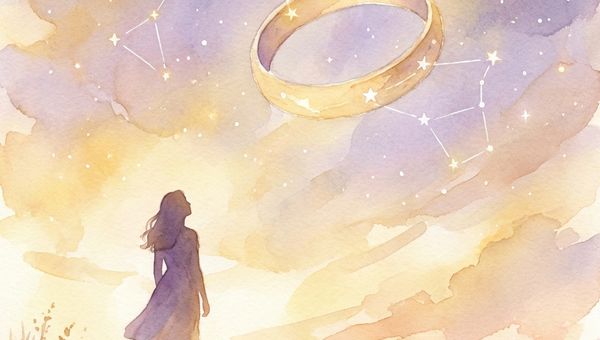 Женщина смотрит на звездное небо в ожидании брака — астрологический прогноз даты свадьбы