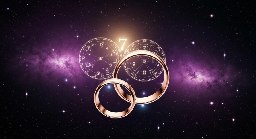 Пара под звёздным небом - натальная карта брак и любовь
