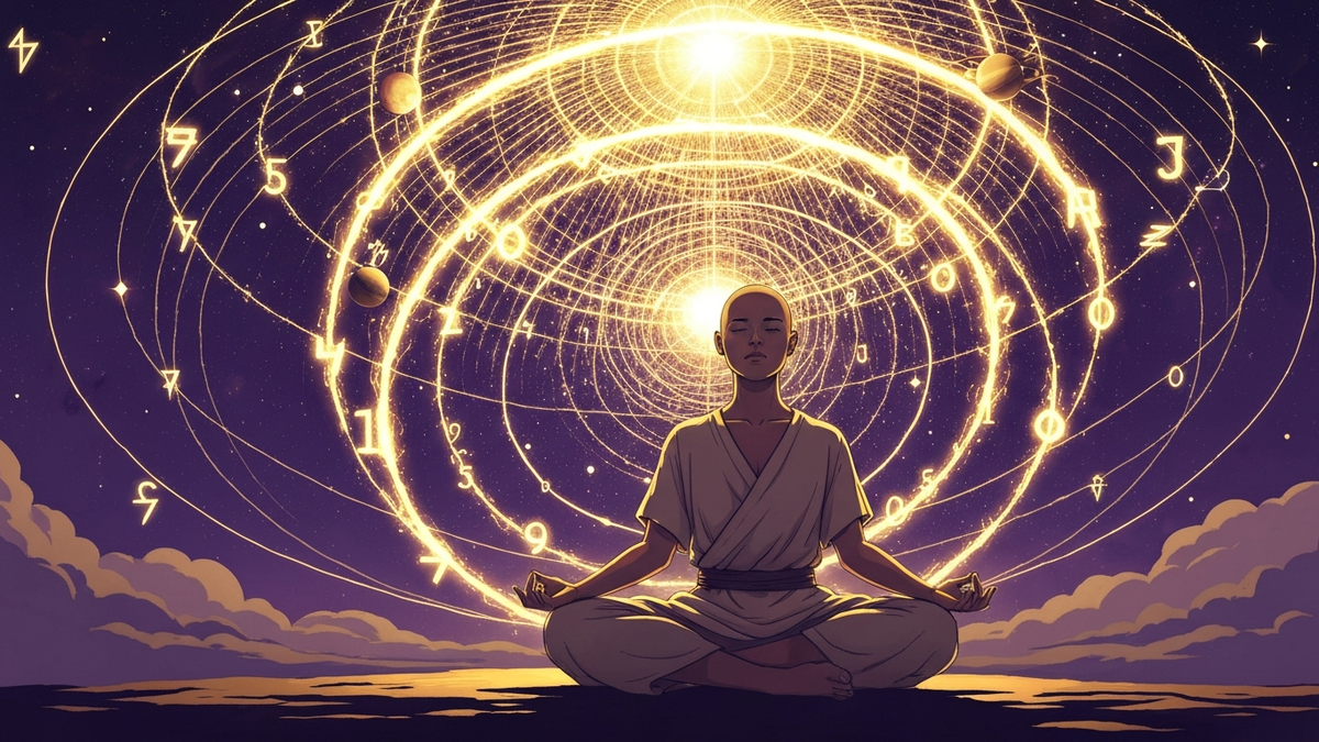 Предназначение по дате рождения - медитация под космическим небом с символами нумерологии