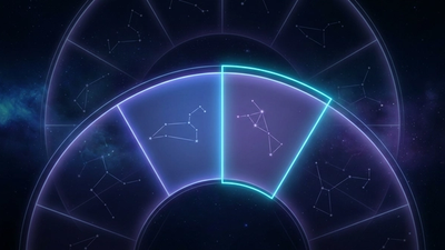 Cosmic zodiac wheel with a glowing boundary line dividing two adjacent signs showing what a cusp in astrology is