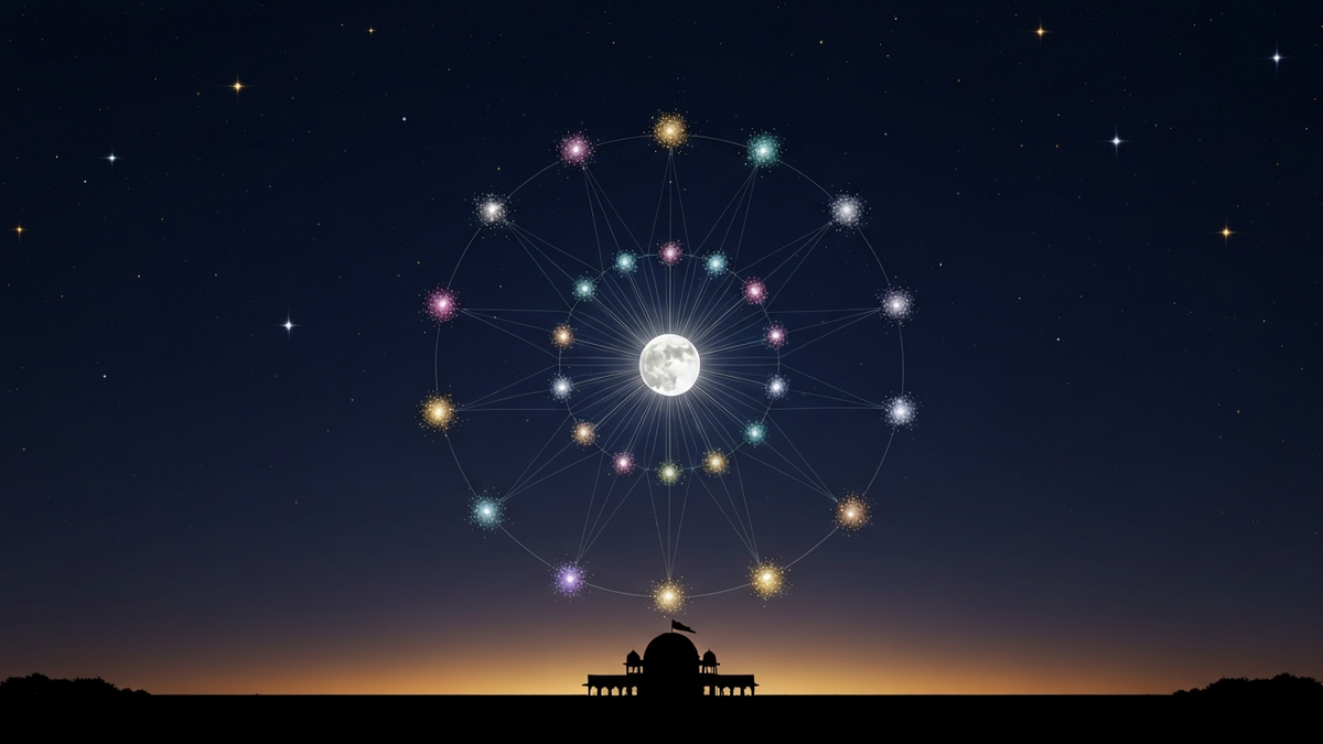 Накшатры - 27 лунных созвездий на ночном небе вокруг полной луны