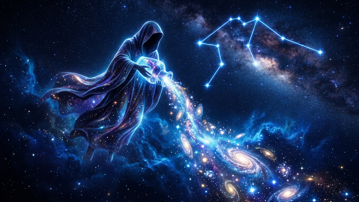 Aquarius water carrier pouring stars — personality traits and zodiac guide