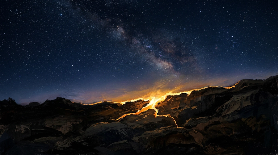 Horizon line with golden light breaking through representing chiron ascendant healing