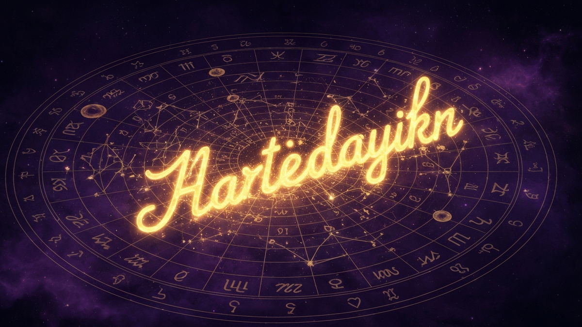 Имя по дате рождения - золотые буквы и числа на фоне натальной карты