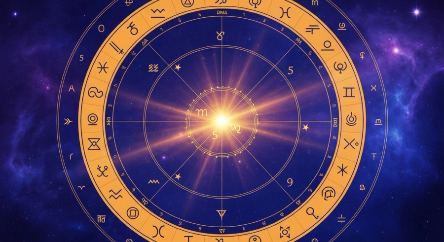 Ведическая натальная карта с домами дхармы 1, 5 и 9 для определения предназначения