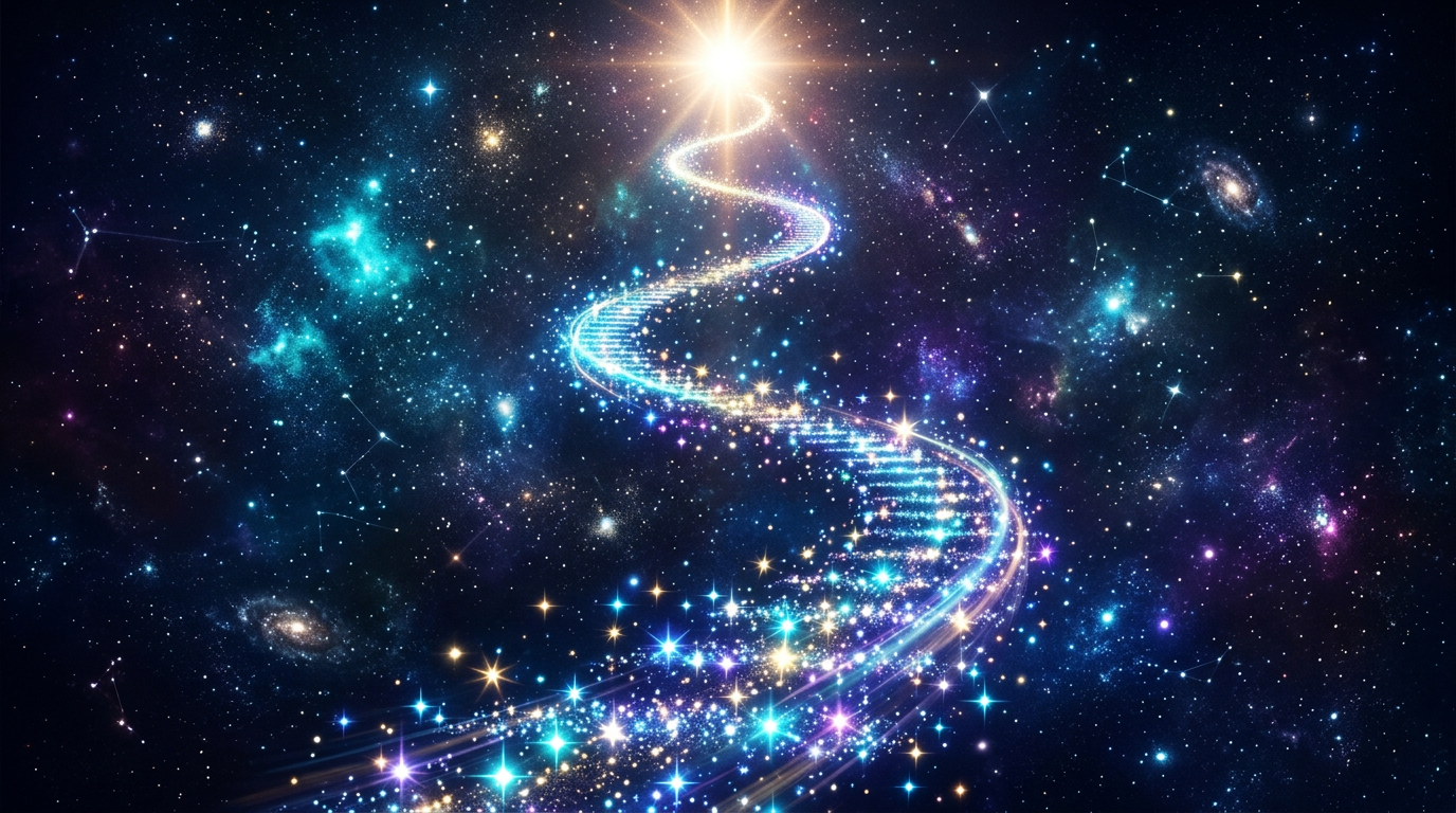 Ascending path of glowing stars rising toward a bright point, symbolizing how to use astrology for success
