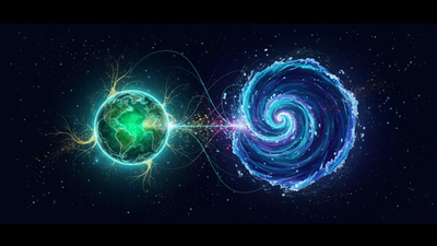 Taurus Scorpio compatibility shown as a golden earth horizon facing a deep crimson cosmic sea