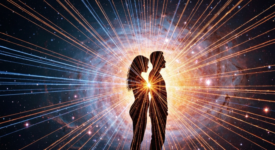 Кармическая связь между двумя людьми - нити судьбы и кармические узлы в космическом пространстве