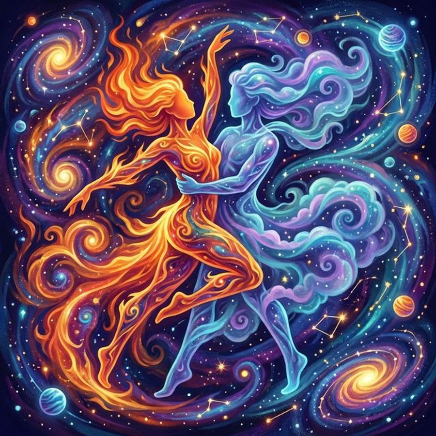 Full birth chart compatibility analysis showing synastry aspects between two natal charts for deeper relationship insight