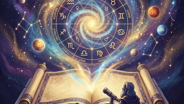 Что такое астрология - древняя книга с натальной картой и зодиакальными созвездиями